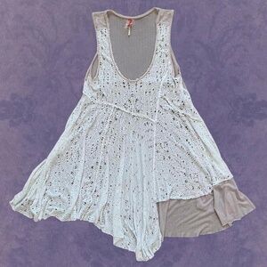 Free People Lucious lagoon web lace slip dress in white and pink